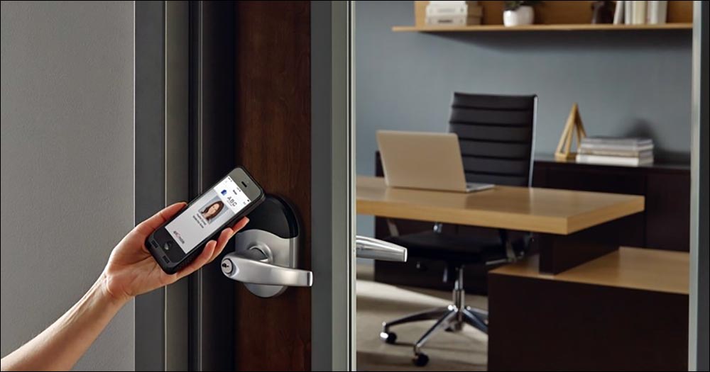 Upgrading to a smart or mobile solution that's encrypted is the best defense against stolen information. Mobile is the credential of choice because students are far less likely to loan someone their phone versus their campus ID card. (Image courtesy of Allegion)