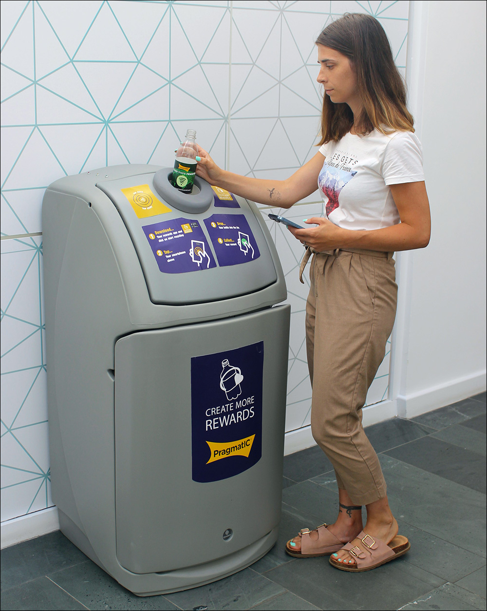 A SPRITE smart recycling bin