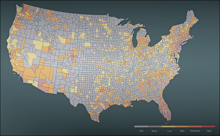 The Kinsa Insights solution provides infection transmission predictions around the United States.