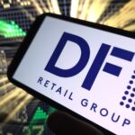 Konskie, Poland - July 31, 2025: DFI Retail Group company logo displayed on mobile phone