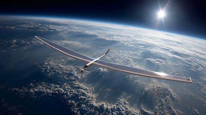 HAPS Solar-powered ultralight glider soars above Earth's cloud cover at the edge of the stratosphere
