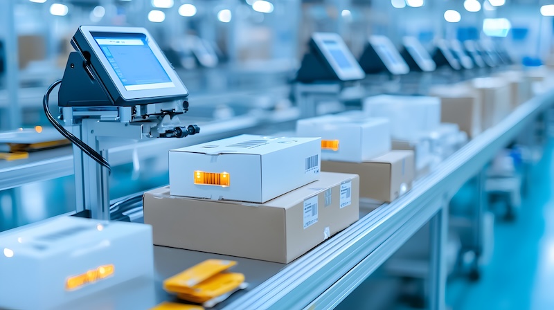 Eletac Detailed Close up View of RFID Tags and Readers Used for Automated Inventory Tracking Monitoring and Management Solutions in Retail Warehousing and Supply Chain Applications