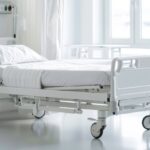 RFID Bright and clean modern hospital room with an empty hospital bed, large windows, and medical equipment, creating a calm healing atmosphere.