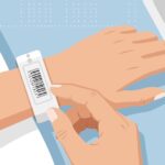 RFiD Discovery Patient's Barcode Id Wristband Identification With Bed In Hospital Room Illustration
