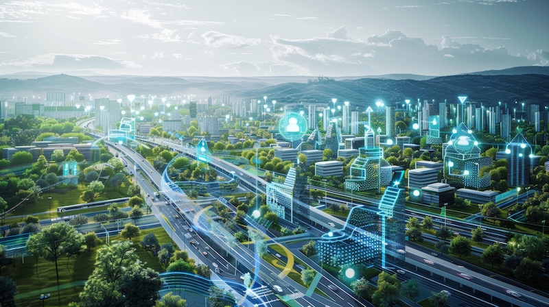 Smart Cities Heilbronn Germany IoT Adobe Blueprint of a futuristic smart city with interconnected buildings and sustainable energy systems