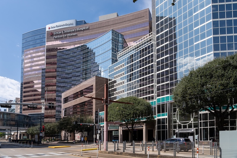 Zebra Technologies RFID Houston, TX, USA - March 9, 2022: Texas Children's Hospital and Pavilion for Women’s buildings in Houston. Texas Children's Hospital is an American acute care women's and children's hospital.